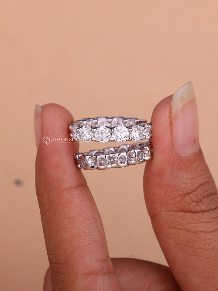 Round Cut Moissanite Diamond Hoops Earrings for Women