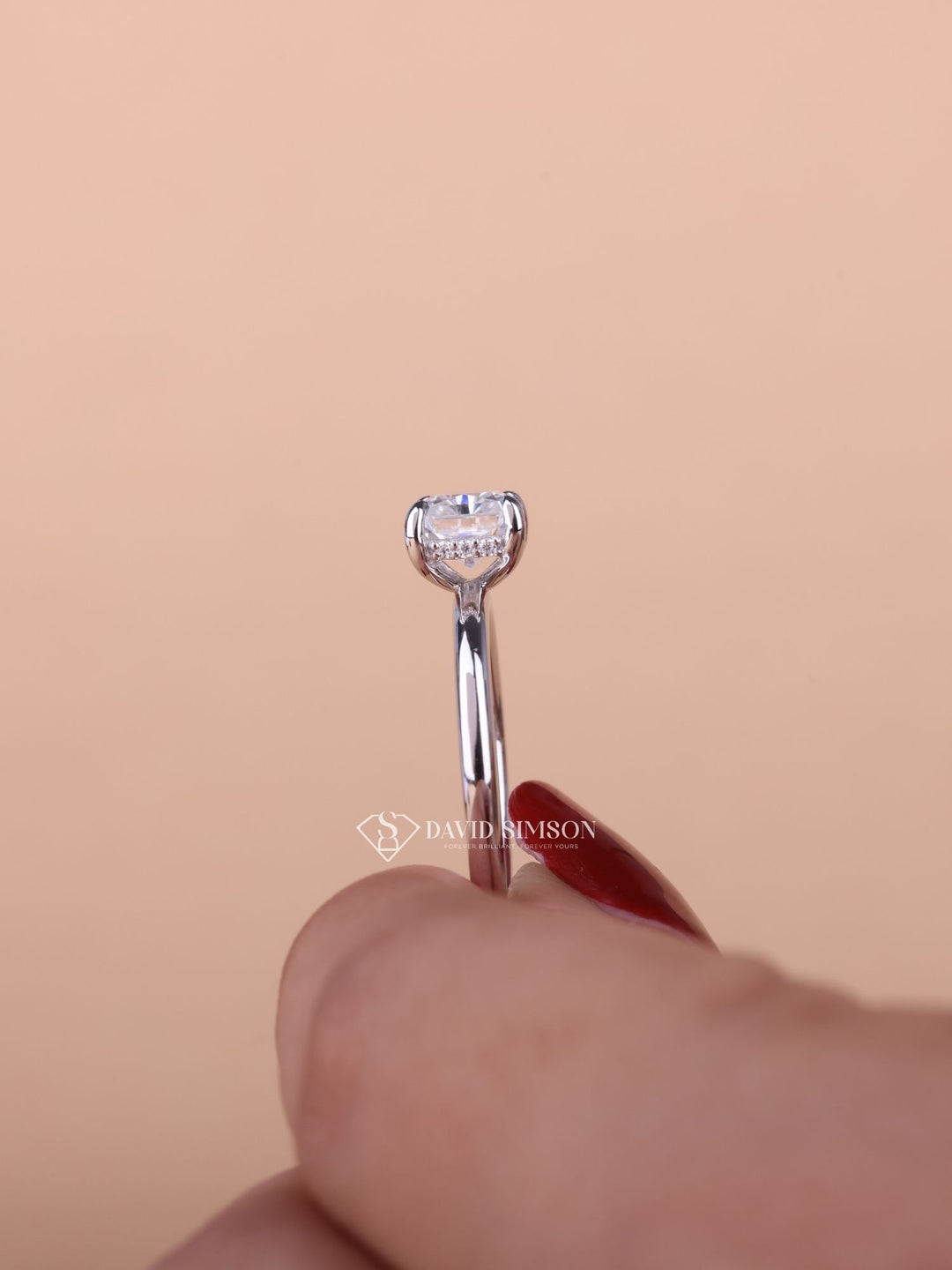 1.50CT-2.50CT Radiant Cut Moissanite Diamond Hidden Halo Engagement Ring