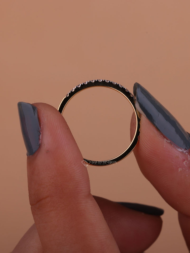 Round Cut Moissanite Diamond Eternity Stacking Wedding Band for Her