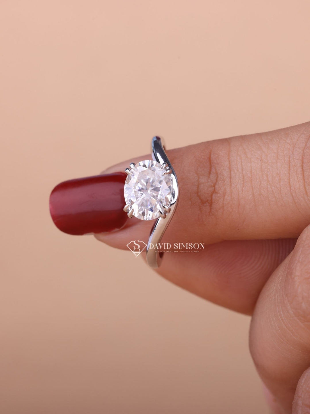 2.0CT-3.0CT East West Oval Cut Moissanite Diamond Wave Engagement Ring