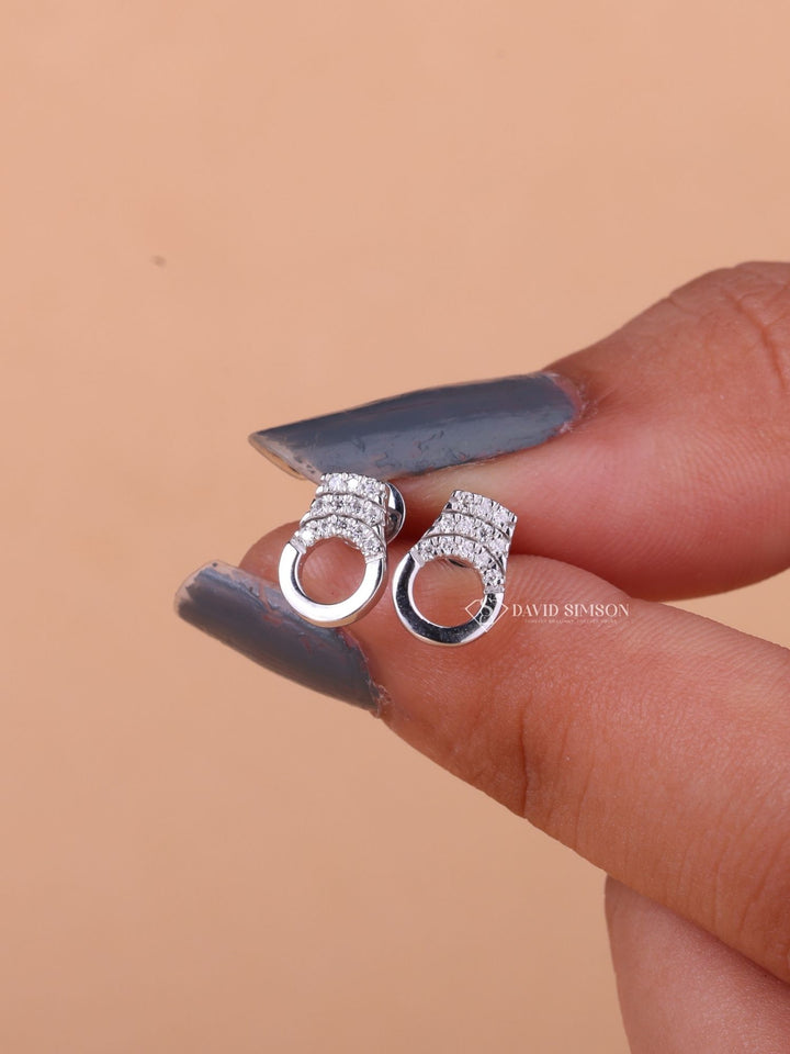 Round Cut Moissanite Diamond handcuffs Earrings for Women