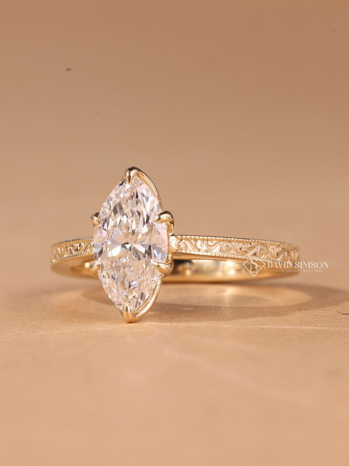 2.50CT-3.50CT Marquise Cut Moissanite Diamond Vintage Pave Engagement Ring