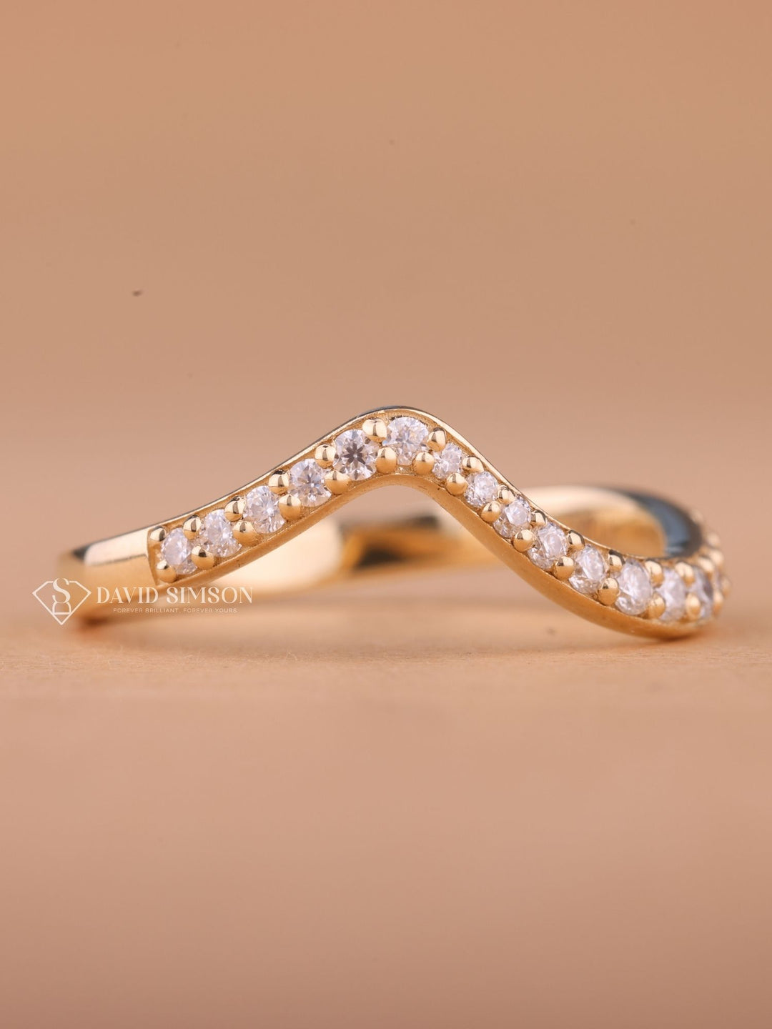 Round Cut Moissanite Diamond Half Eternity Waves Wedding Band