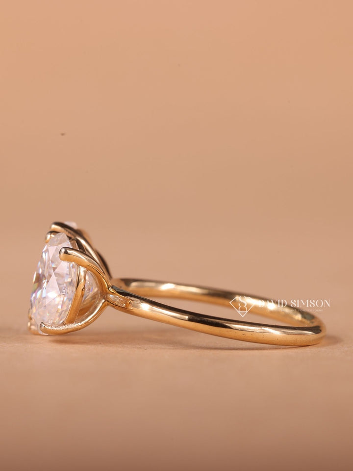 2.0CT Oval &amp; 2.0CT Pear Cut Moissanite Diamond Two Stone Engagement Ring