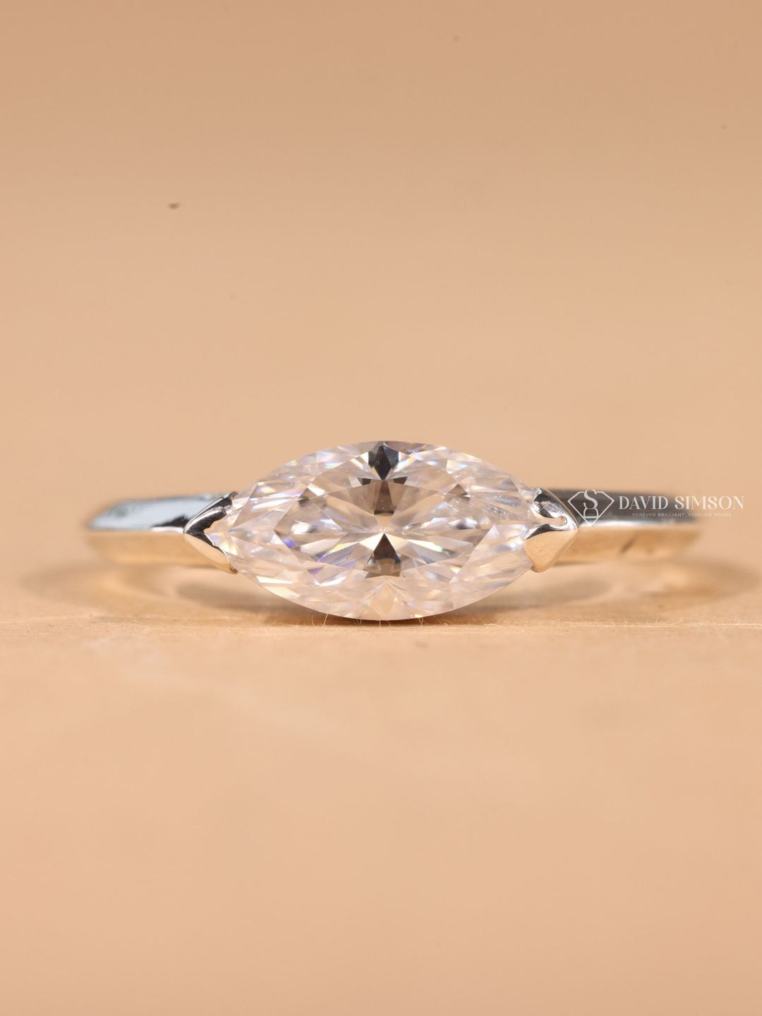 1.50CT-2.50CT East West Marquise Cut Moissanite Diamond Engagement Ring