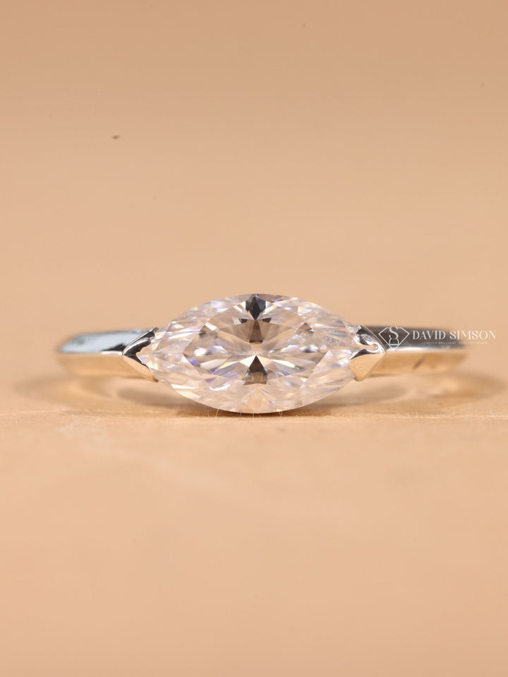1.50CT-2.50CT East West Marquise Cut Moissanite Diamond Engagement Ring