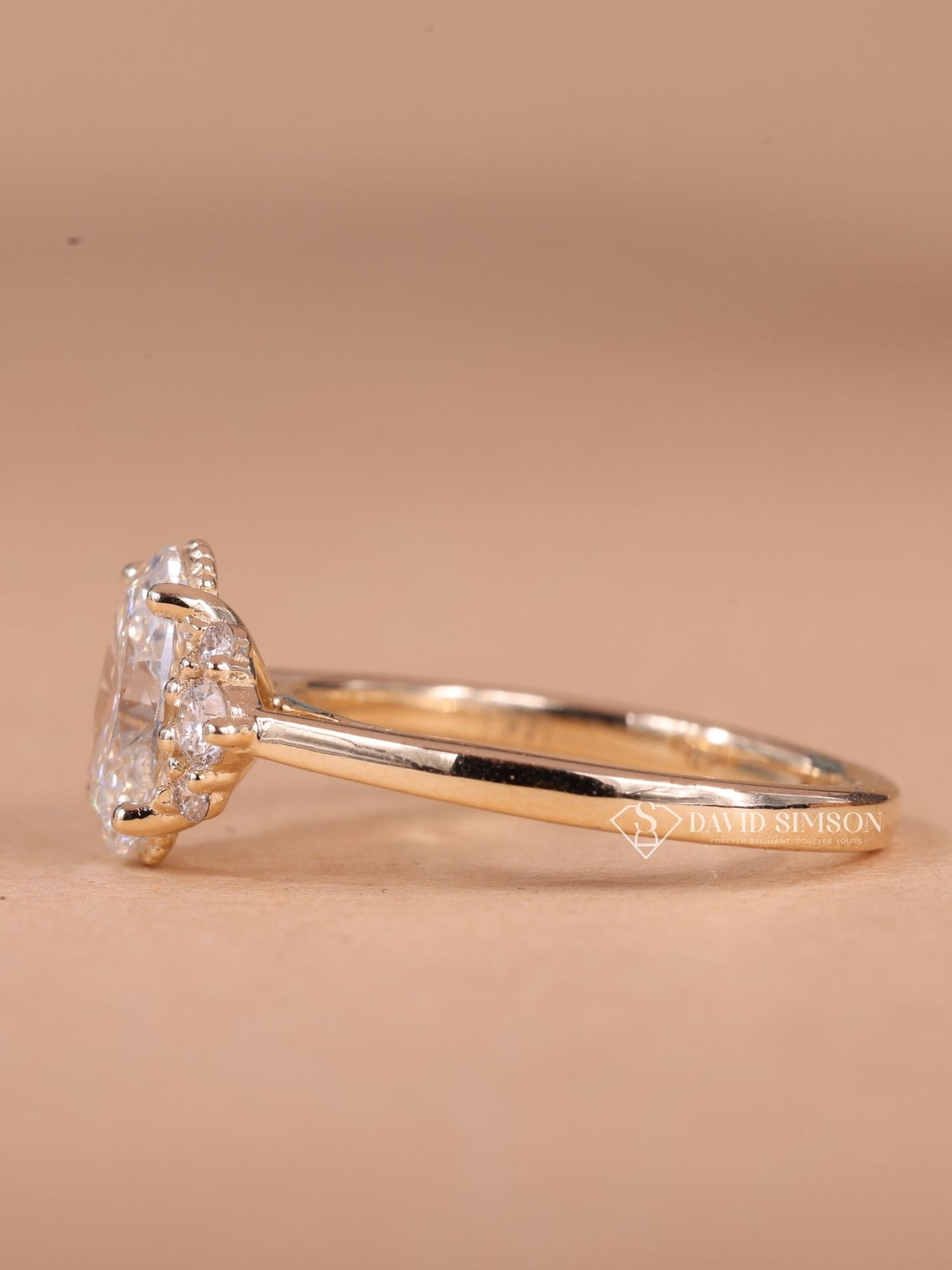 1.0CT-2.0CT Oval Cut Moissanite Diamond Cluster Engagement Ring for Her