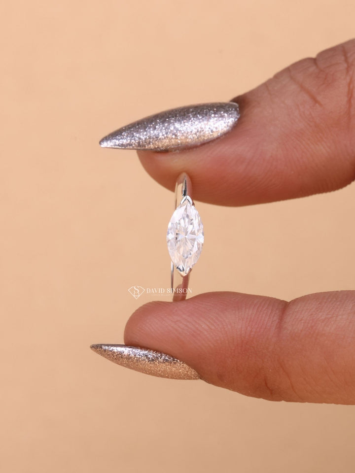 1.50CT-2.50CT East West Marquise Cut Moissanite Diamond Engagement Ring