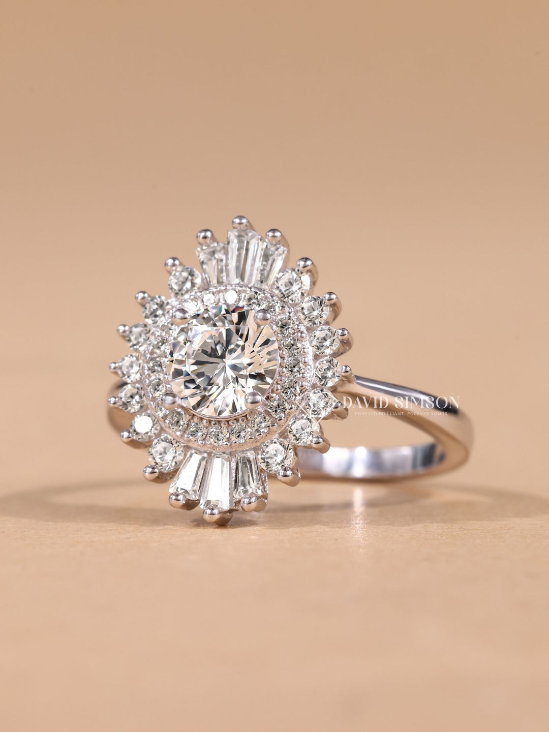 0.50CT-1.50CT Round Cut Moissanite Diamond Halo Cluster Engagement Ring