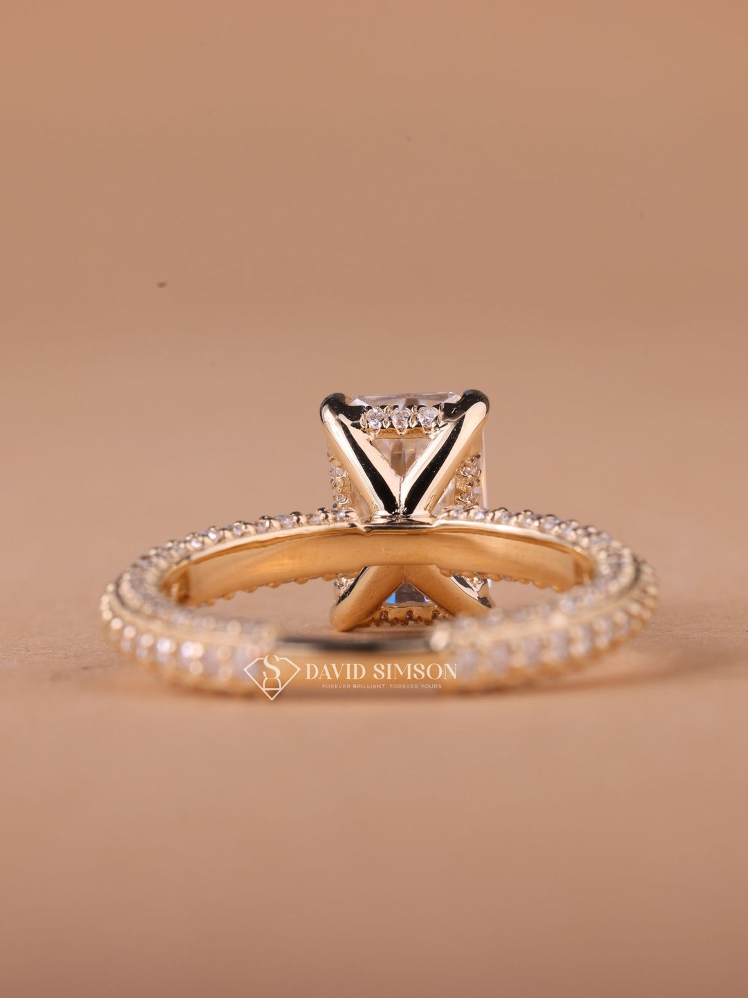 2.0CT-3.0CT Radiant Cut Moissanite Micro Pave Diamond Engagement Ring