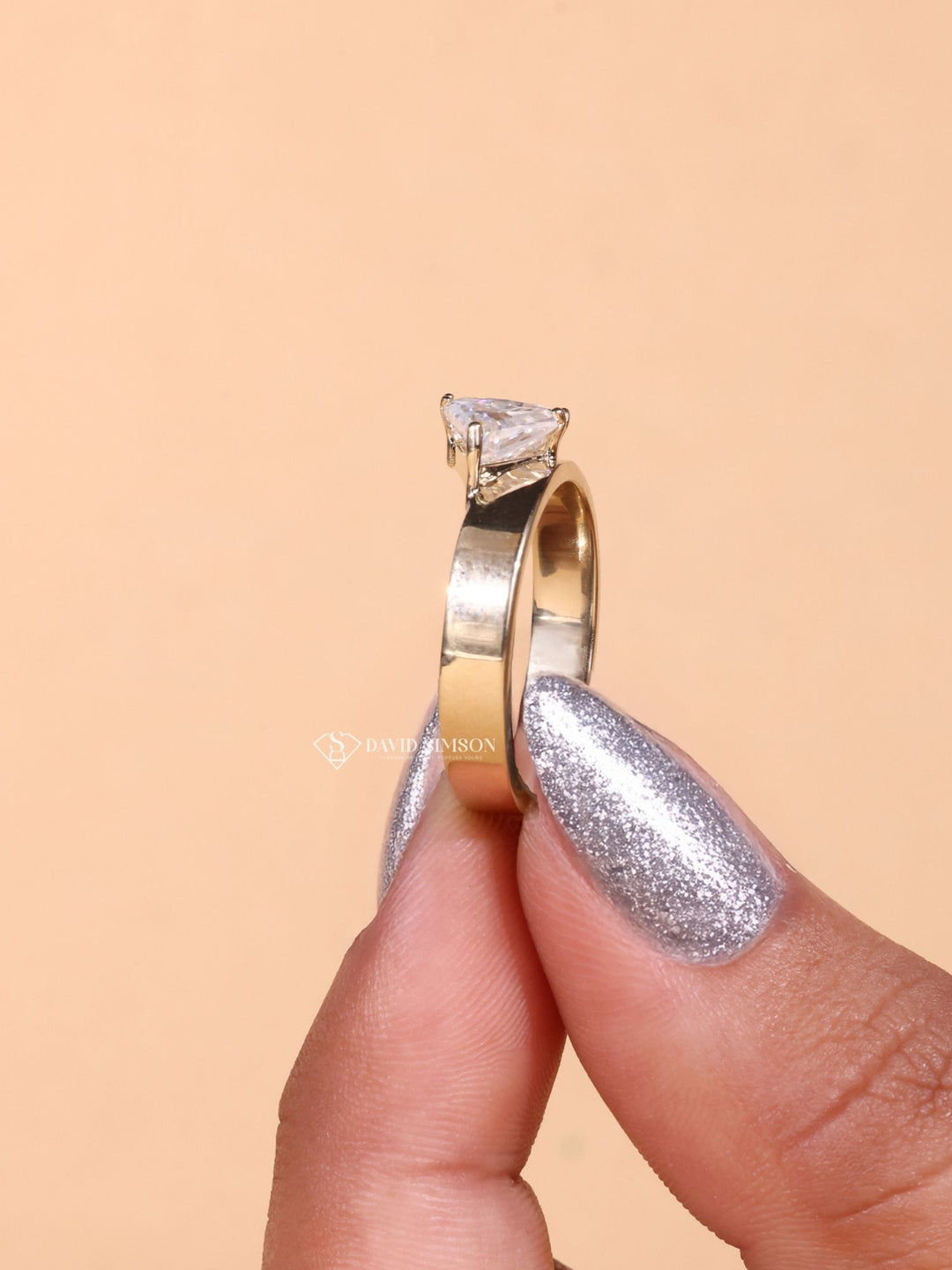 0.50CT Trillion Cut Moissanite Diamond Two Stone Engagement Ring