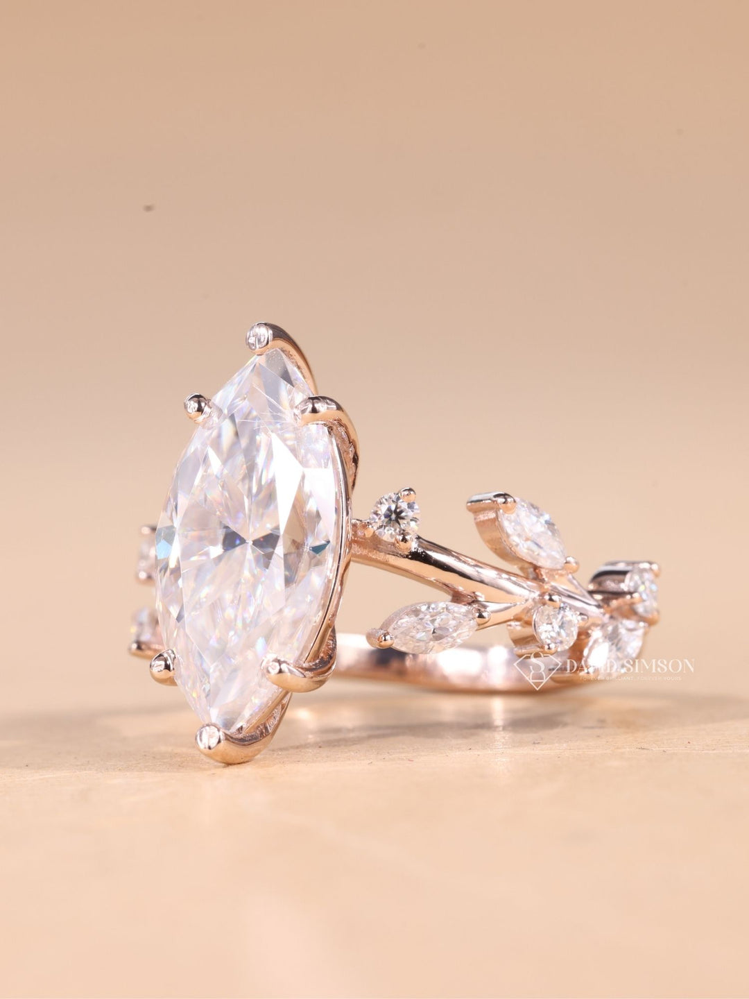 1.50CT-2.50CT Marquise Cut Moissanite Diamond Nature Inspired Engagement Ring