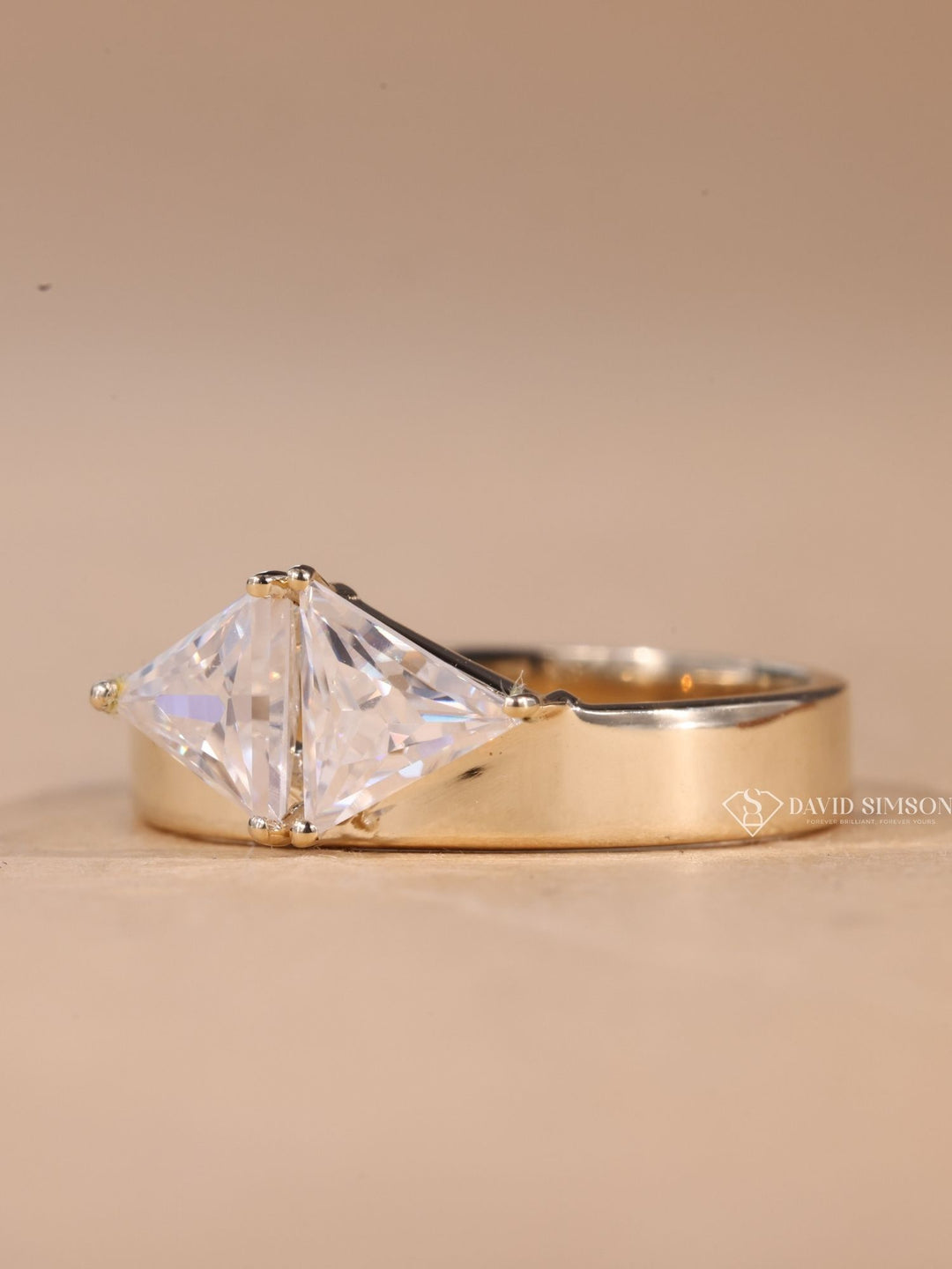 0.50CT Trillion Cut Moissanite Diamond Two Stone Engagement Ring