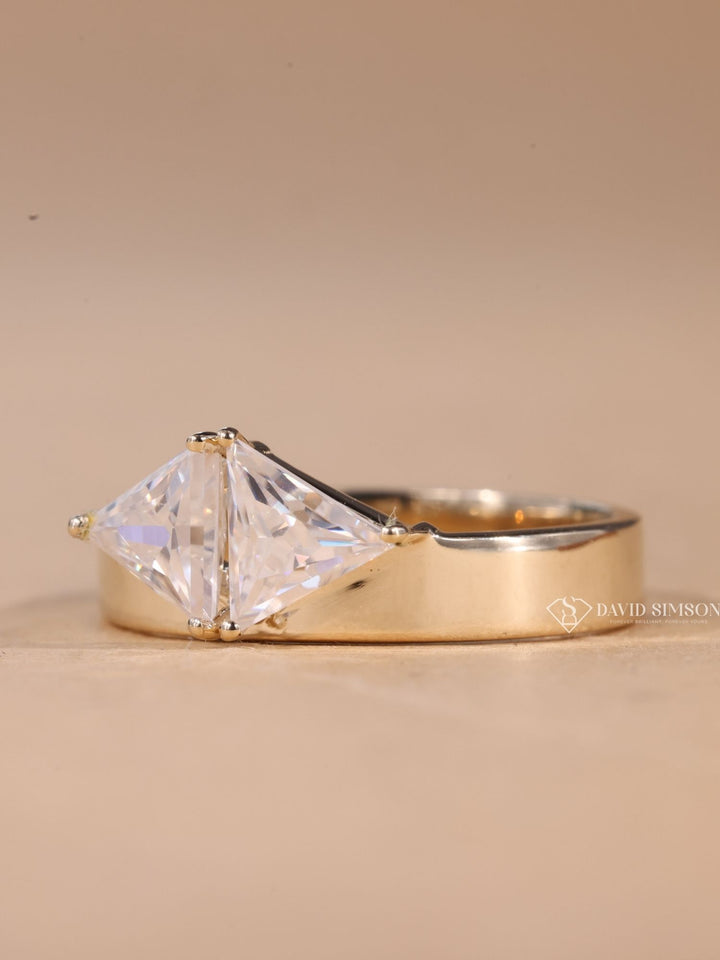 0.50CT Trillion Cut Moissanite Diamond Two Stone Engagement Ring