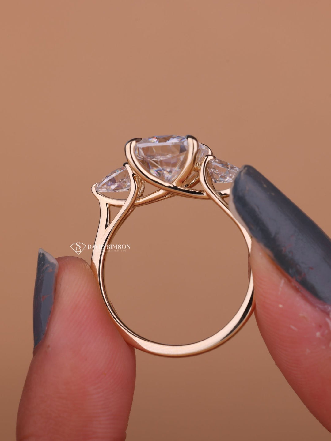 2.50CT-3.50CT Cushion Cut Moissanite Diamond Trilogy Engagement Ring