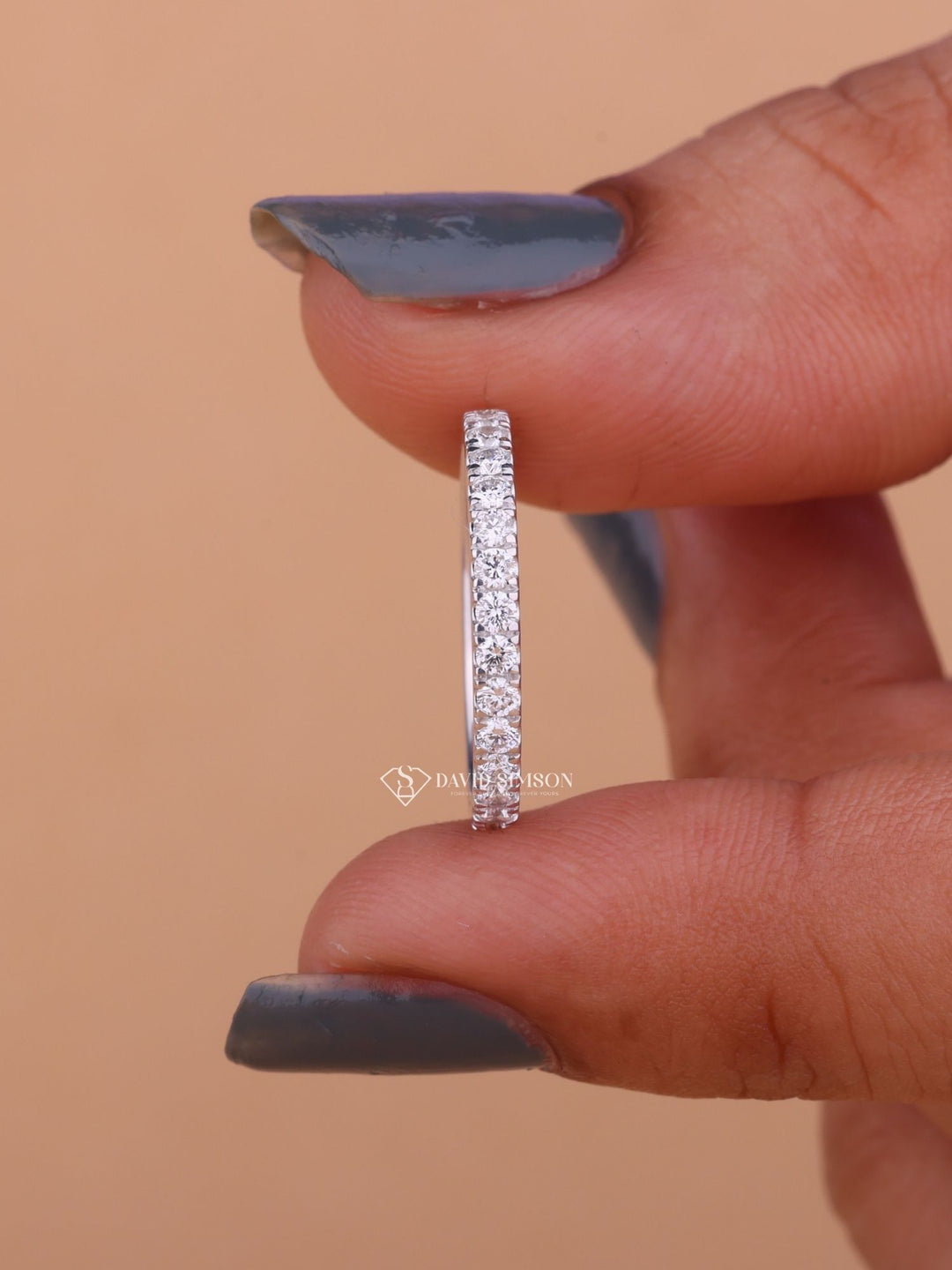 Round Cut Moissanite Half Eternity Diamond Wedding Band