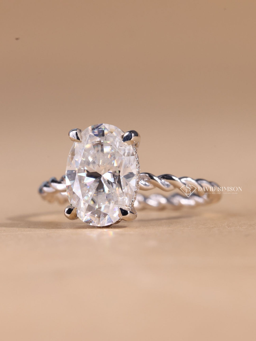 1.50CT-2.50CT Oval Cut Diamond Moissanite Braided Engagement Ring