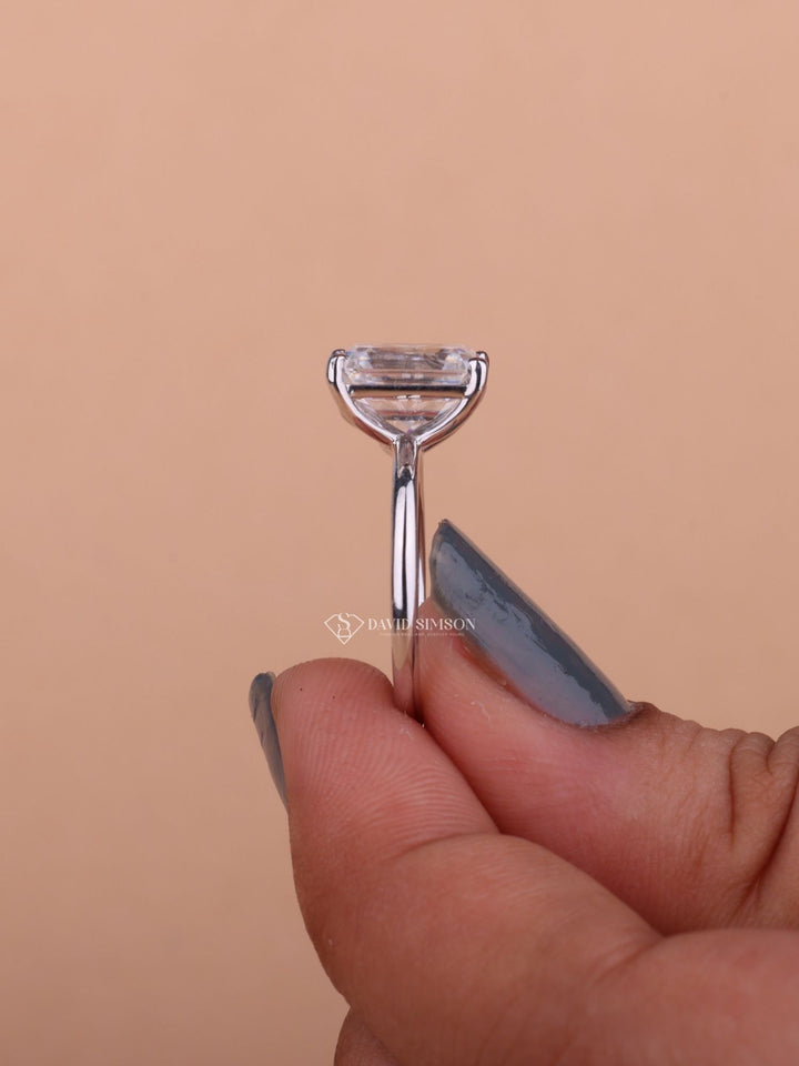 2.50CT Emerald & 2.0CT Pear Cut Moissanite Diamond Two Stone Engagement Ring