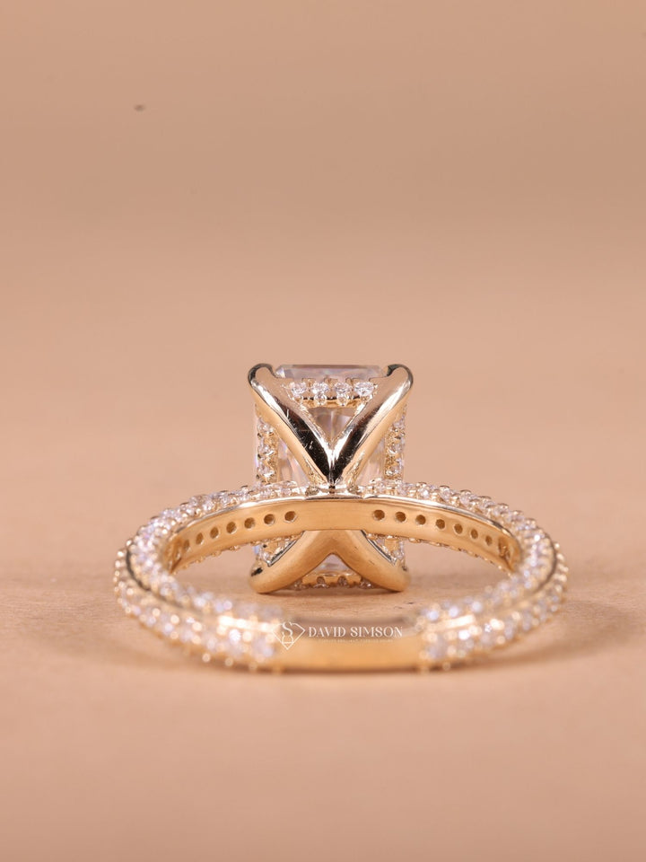 3.0CT-4.0CT Radiant Cut Moissanite Diamond Micro Pave Engagement Ring