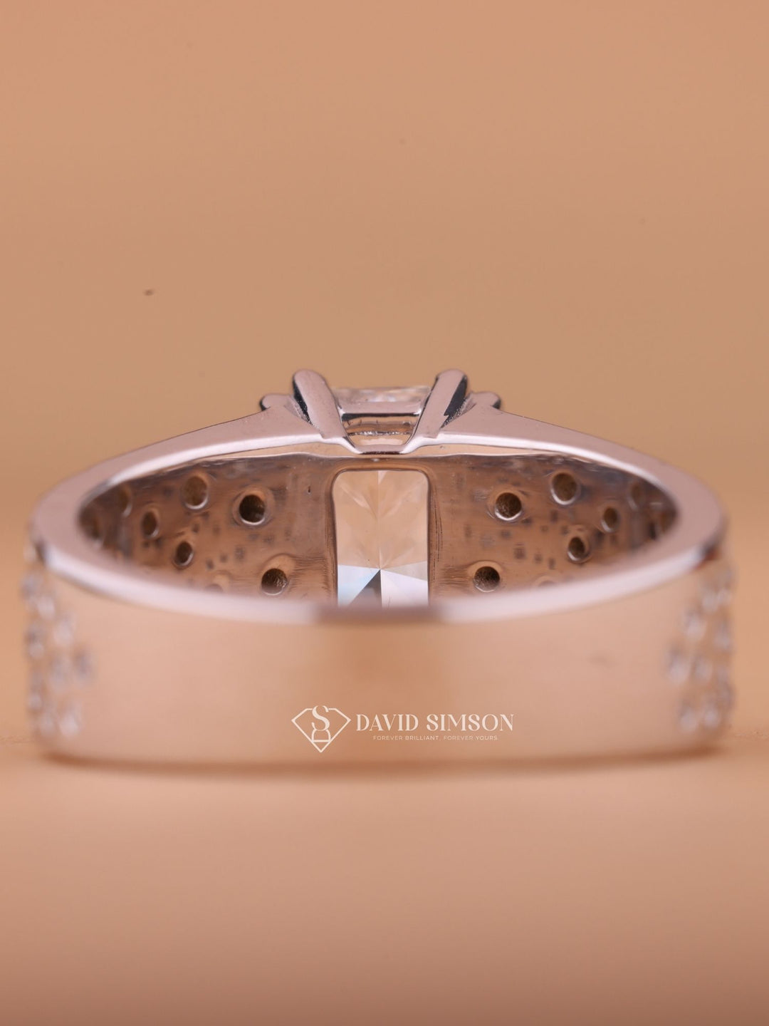 Radiant Cut Moissanite Diamond Flush Set Men's Wedding Ring