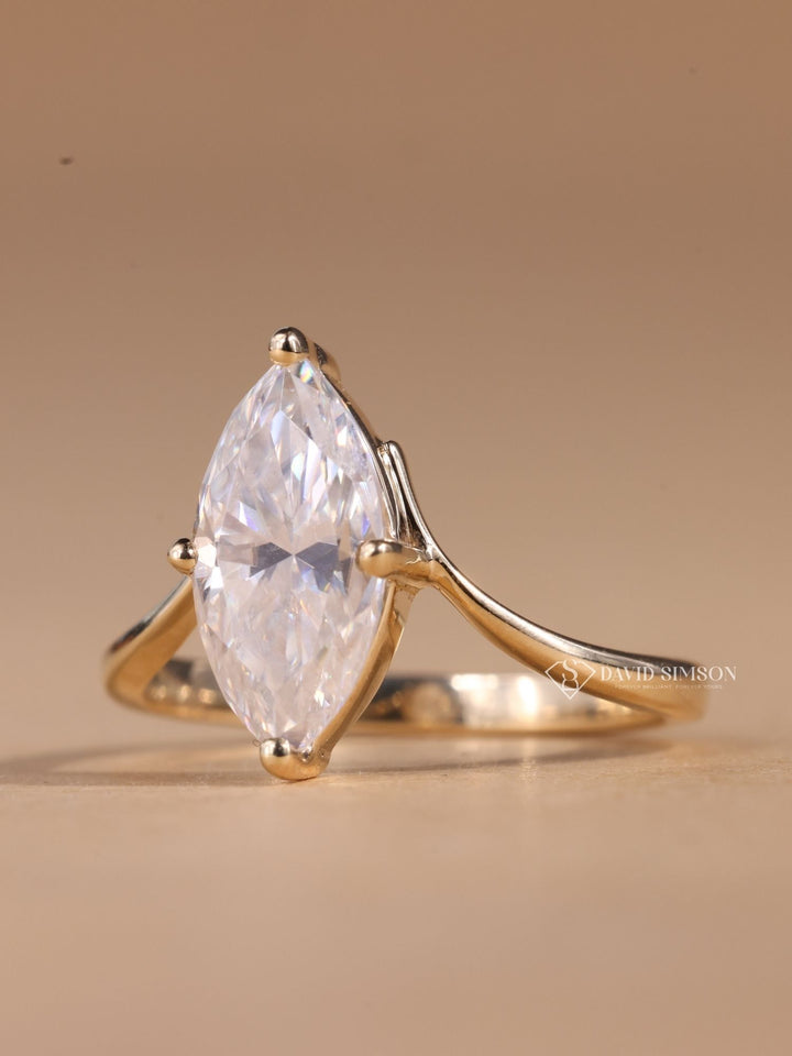3.0CT-4.0CT Marquise Cut Moissanite Diamond Unique Engagement Ring for Her