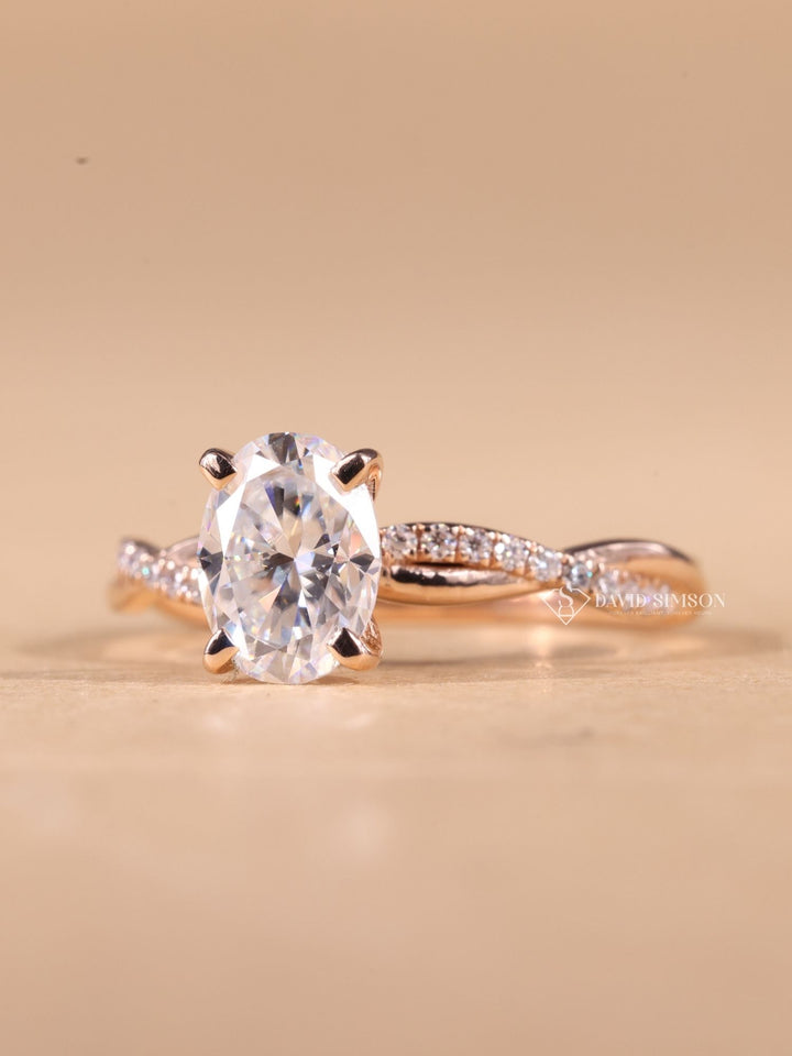 2.0CT-3.0CT Oval Cut Moissanite Infinity Diamond Engagement Ring