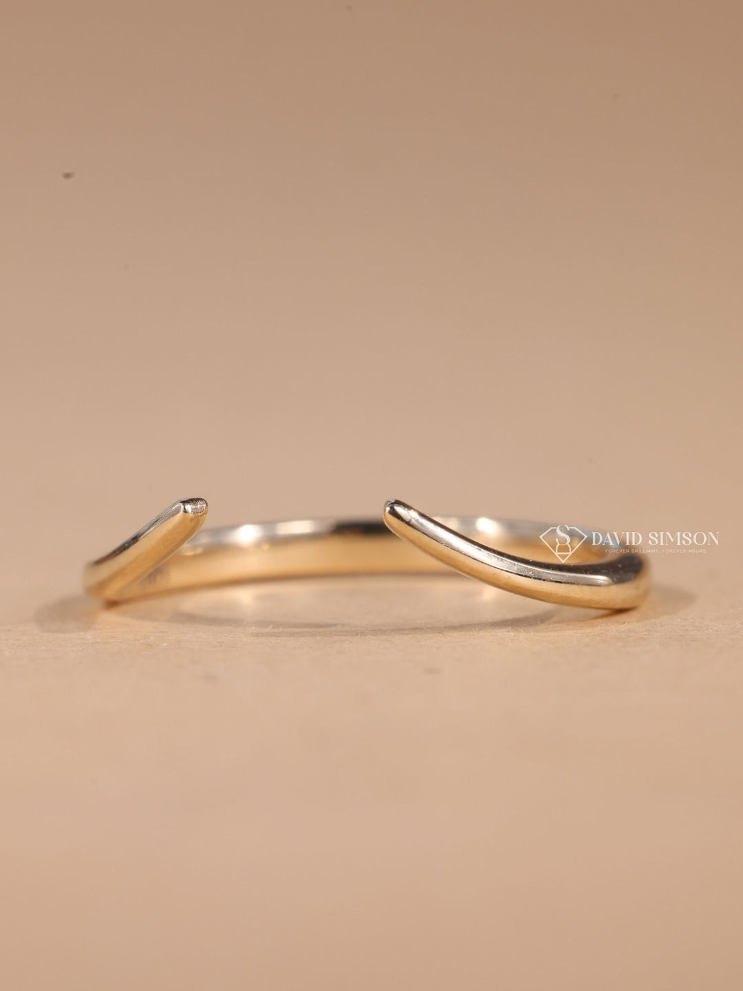 Open Solid 14K-18K Gold Curved Wedding Band