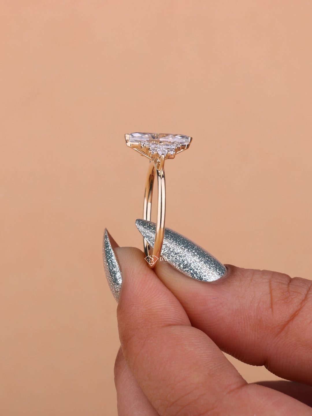 3.0CT-4.0CT Marquise Cut Moissanite Diamond Cluster Engagement Ring