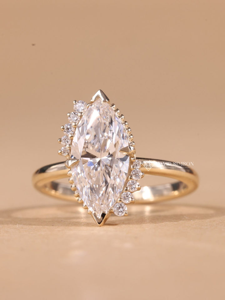 2.0CT-3.0CT Marquise Cut Moissanite Vintage Cluster Diamond Engagement Ring