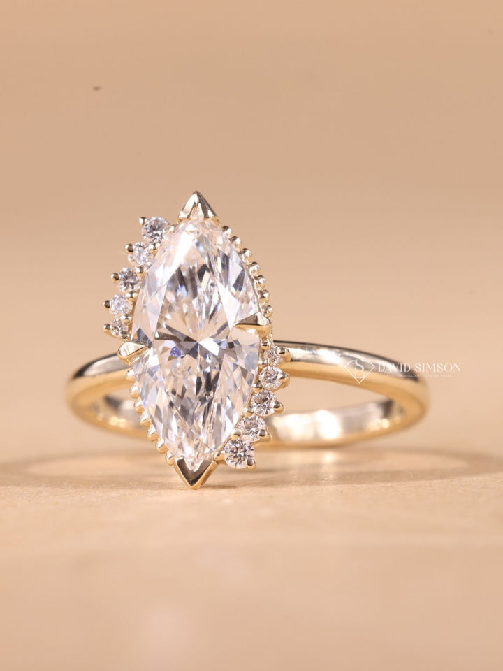 2.0CT-3.0CT Marquise Cut Moissanite Vintage Cluster Diamond Engagement Ring