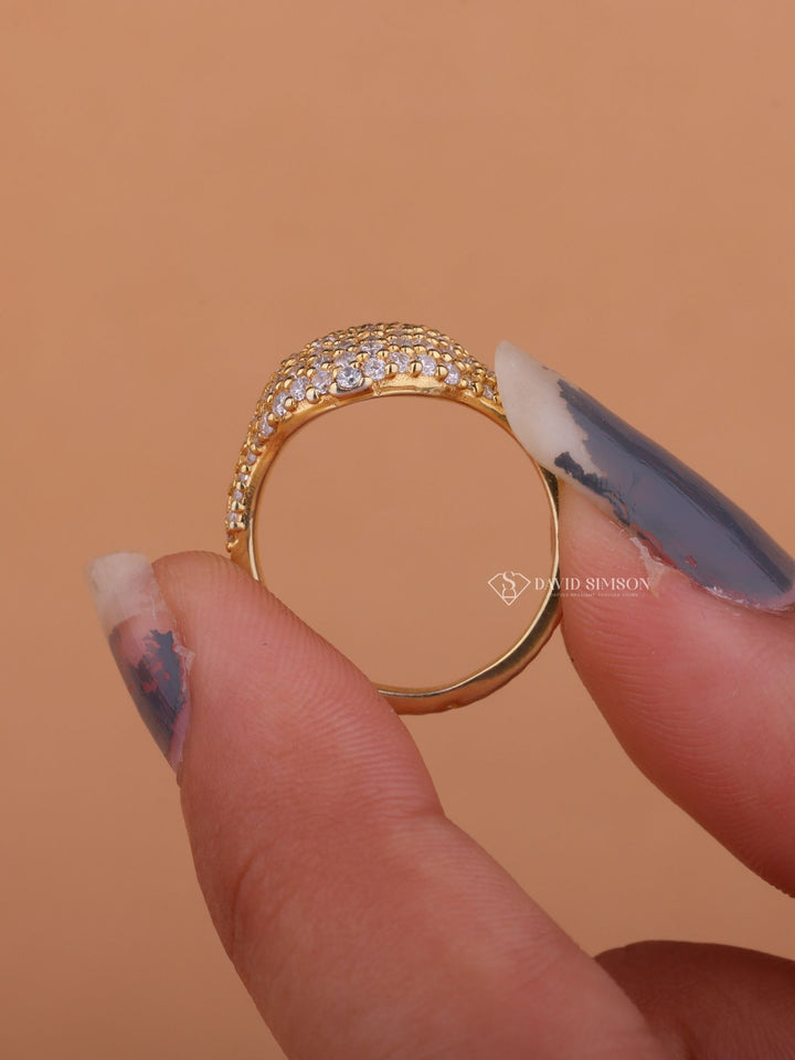 Round Cut Moissanite Diamond Dome Engagement Ring