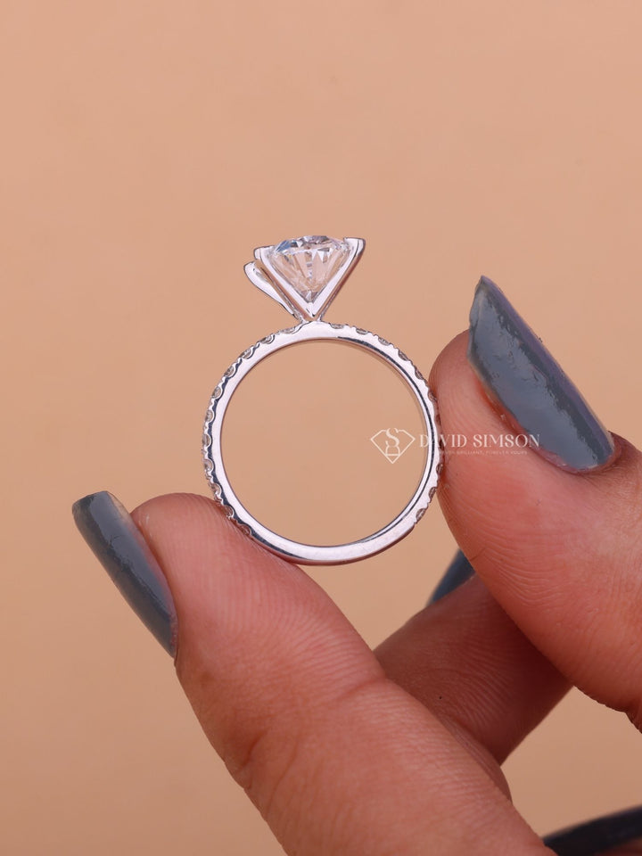 2.0CT-3.0CT Oval Cut Moissanite Diamond Pave Engagement Ring