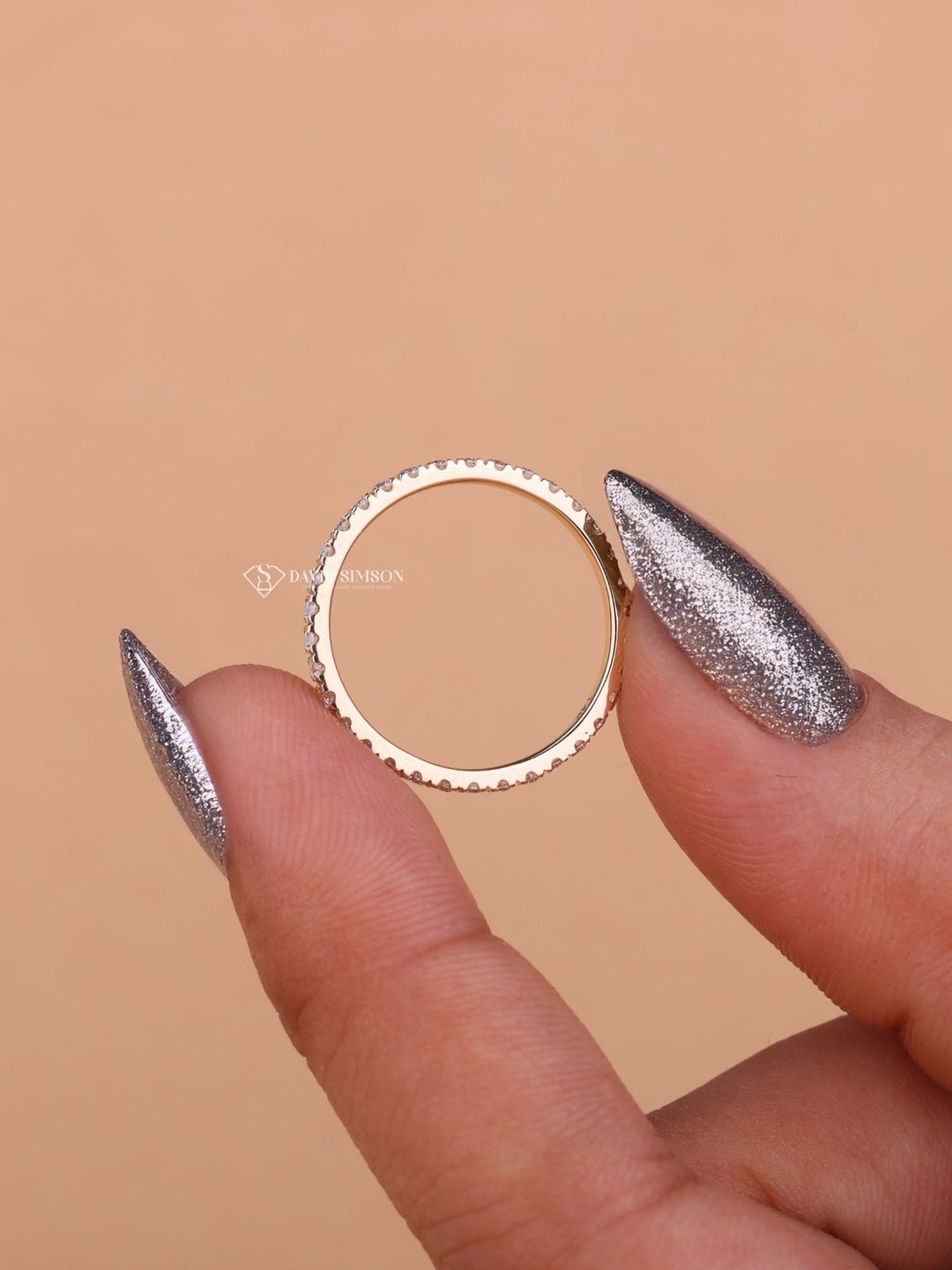 Round Cut Moissanite Diamond Full Eternity Wedding Band