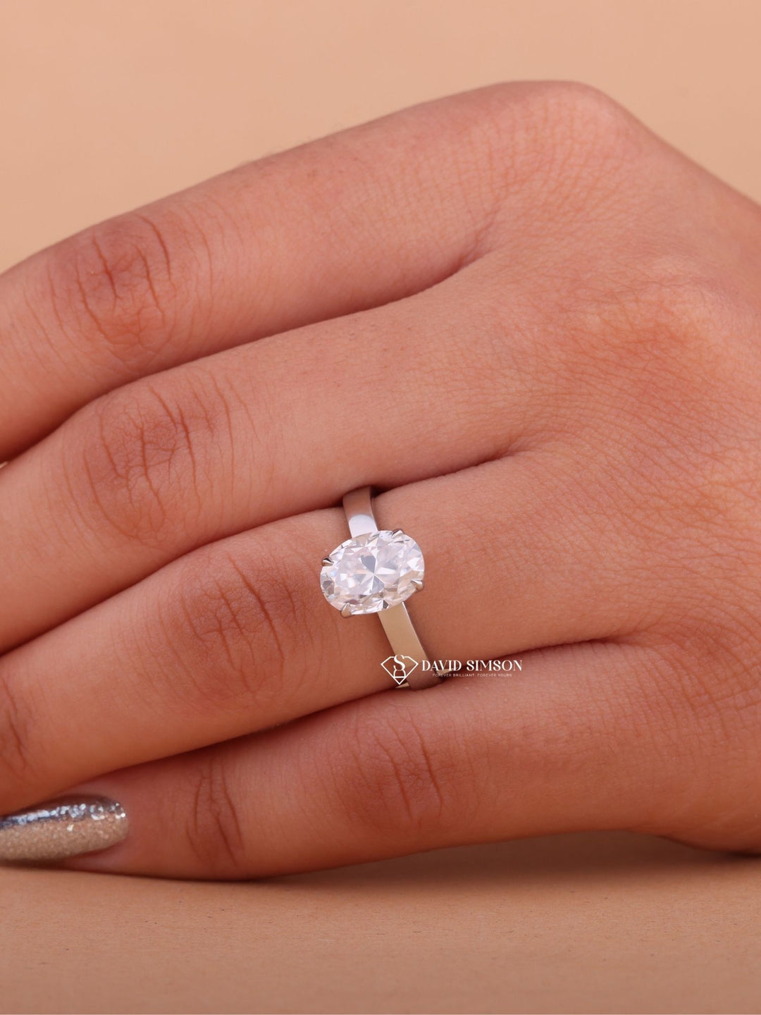 2.0CT-3.0CT Oval Cut Moissanite Diamond Thick Engagement Ring