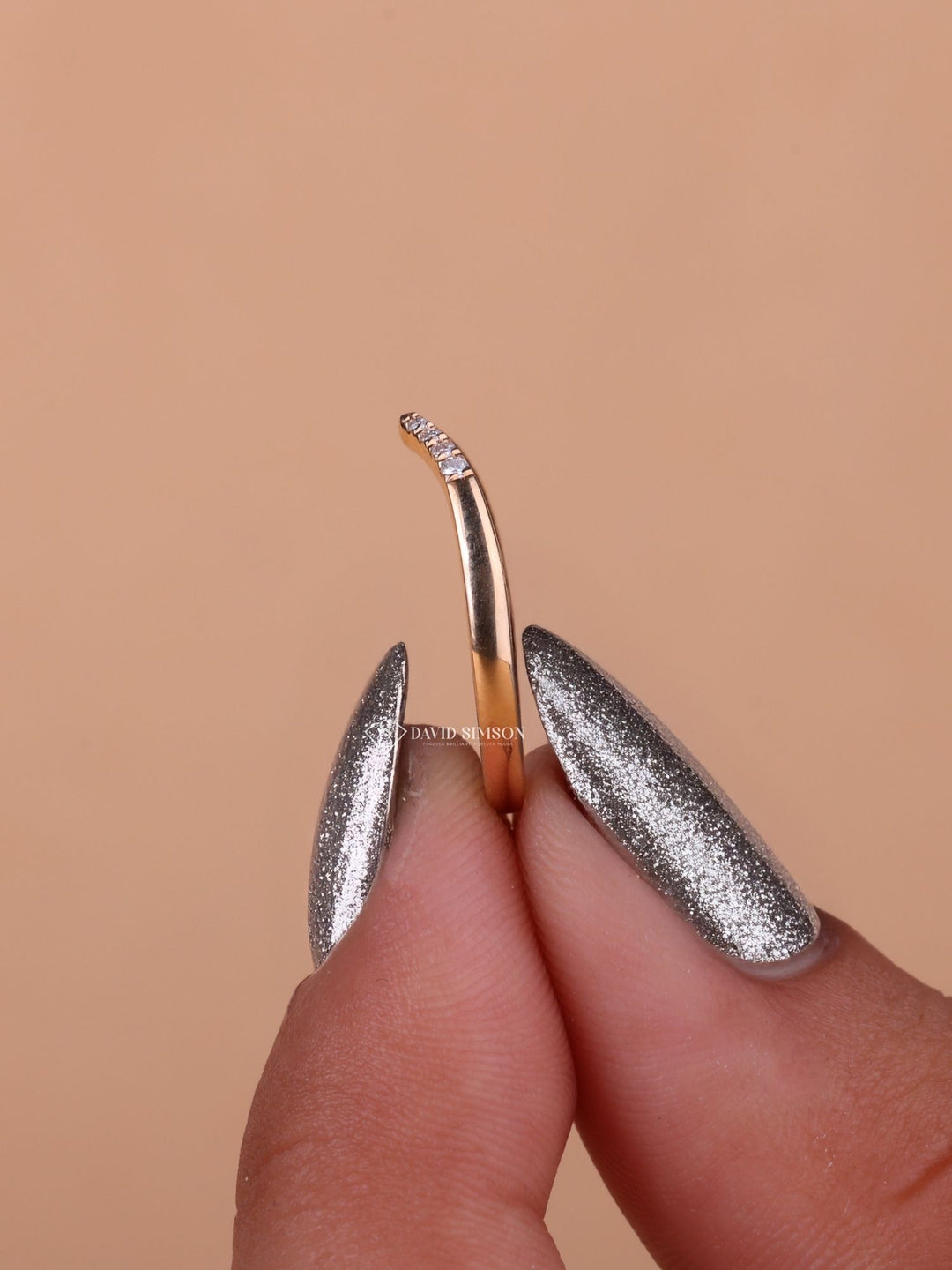 Round Cut Moissanite Diamond Open eve Wedding Band