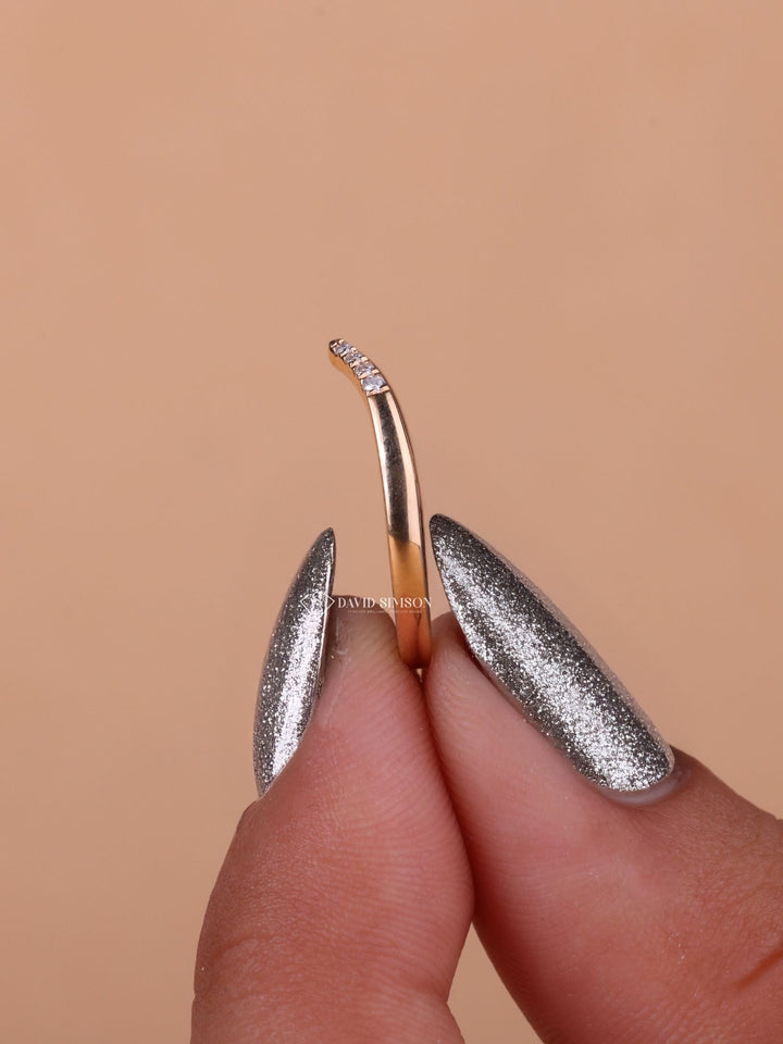 Round Cut Moissanite Diamond Open eve Wedding Band