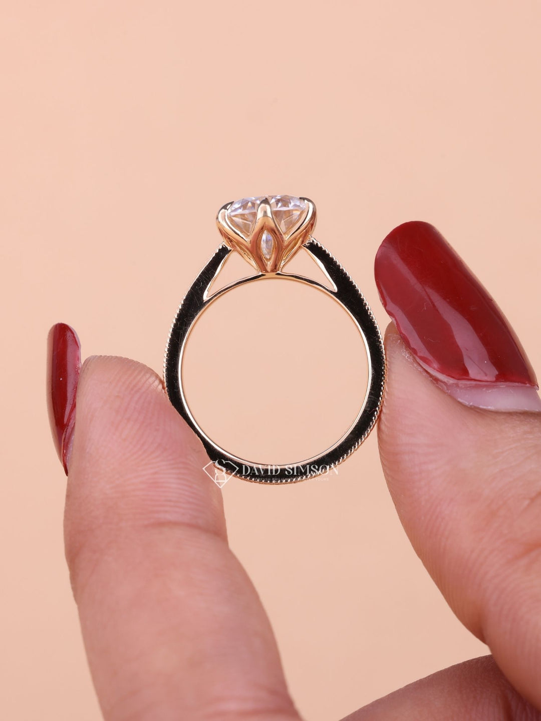 2.0CT-4.0CT Round Cut Vintage Pave Moissanite Engagement Ring