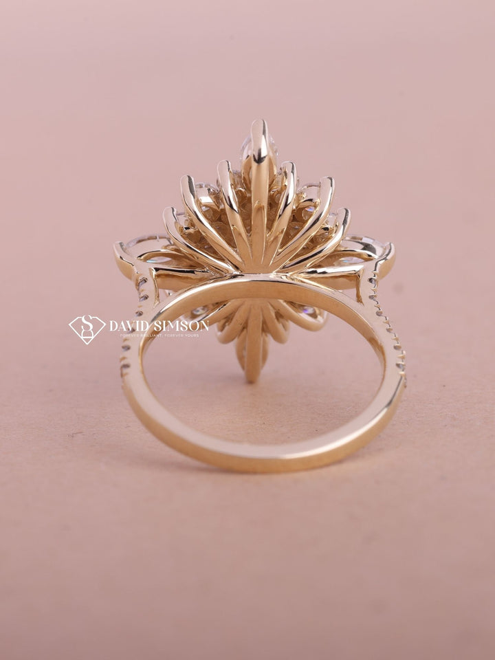 0.50CT-1.50CT Oval Cut Moissanite Diamond Halo Cluster Engagement Ring