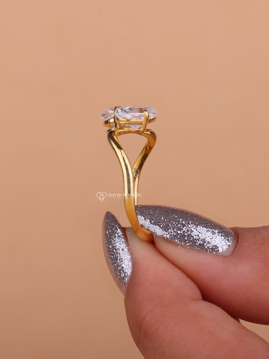 1.0CT Cushion & 2.0CT Oval Cut Moissanite Diamond Toi et Moi Engagement Ring