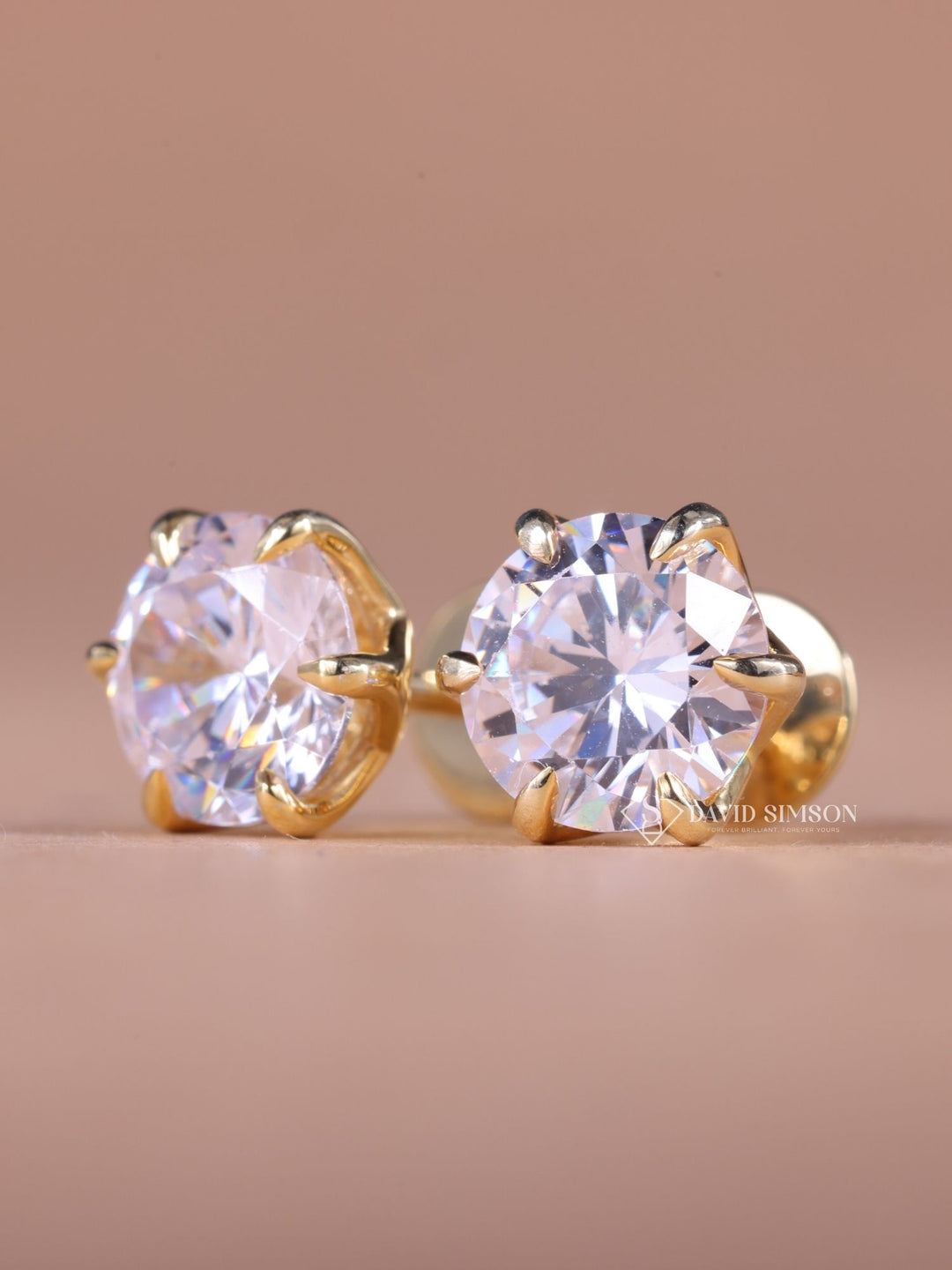 Round Cut Moissanite Diamond Stud Earrings for Her