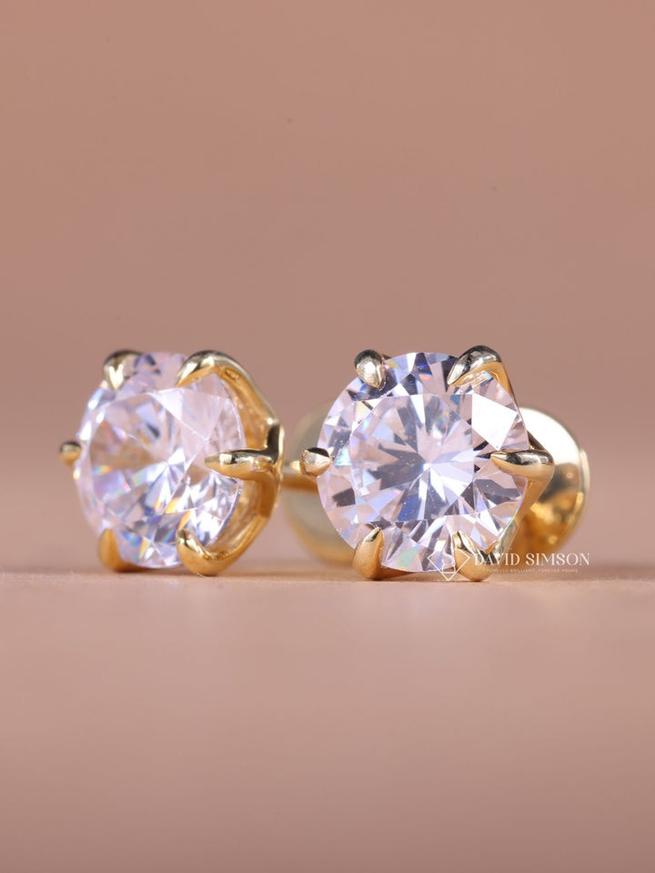 Round Cut Moissanite Diamond Stud Earrings for Her