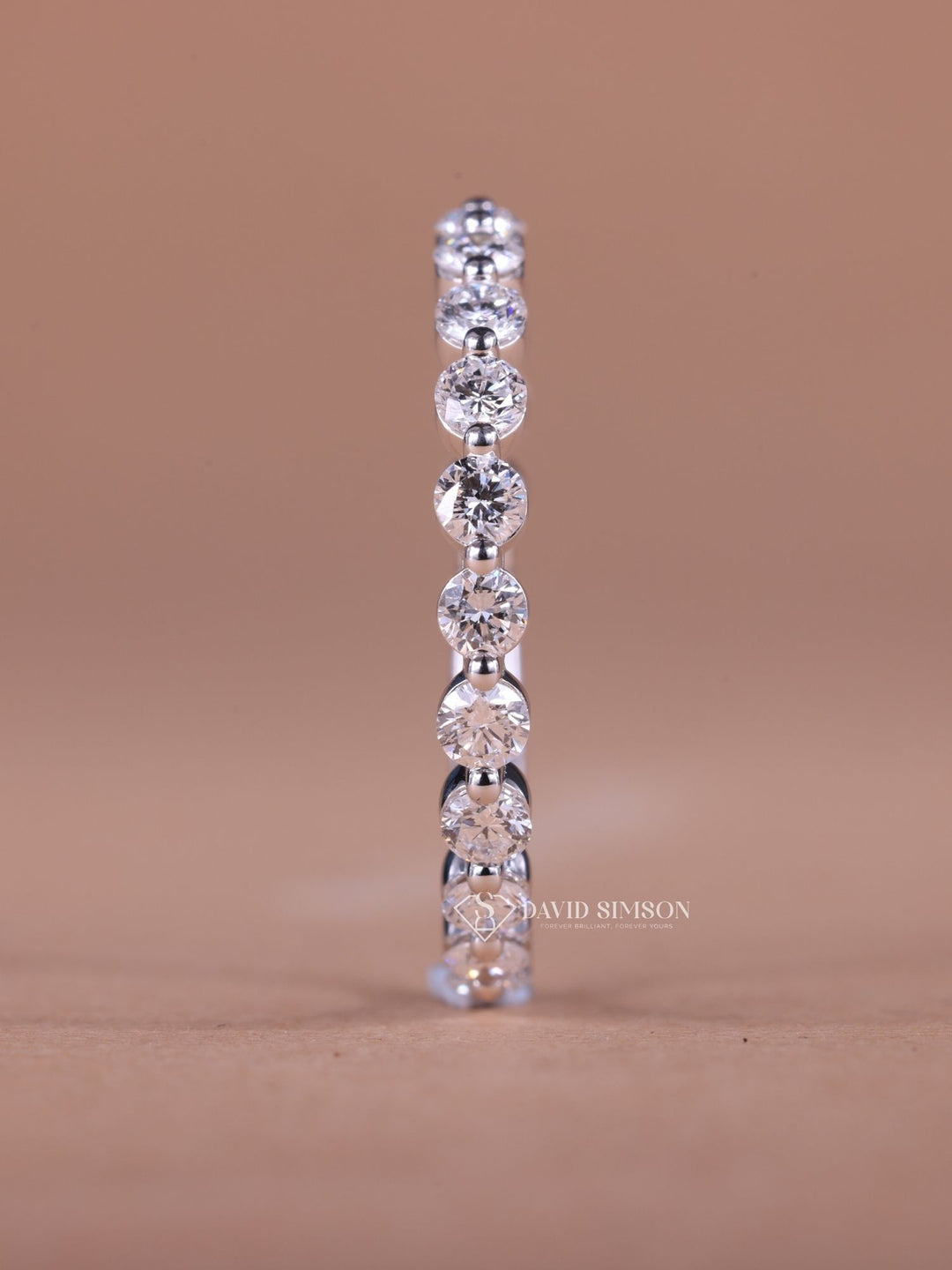 Round Cut Moissanite Diamond Half Eternity Wedding Band