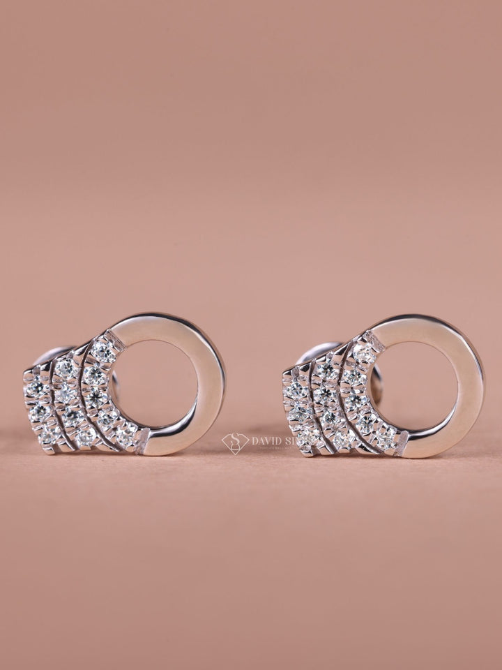 Round Cut Moissanite Diamond handcuffs Earrings for Women