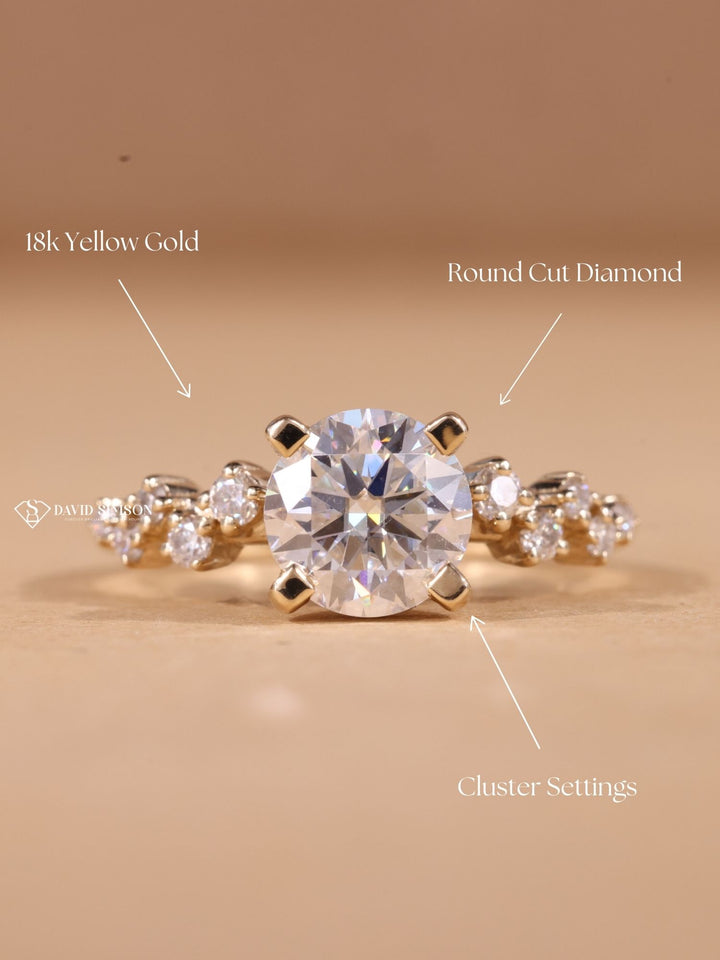 1.0CT-2.0CT Round Cut Moissanite Zig Zag Style Diamond Engagement Ring