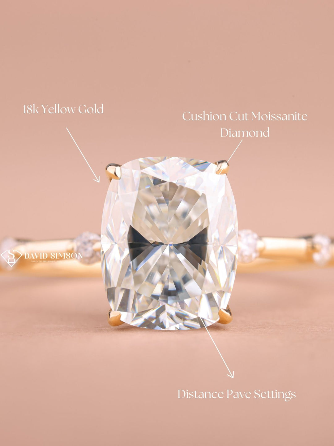 2.50CT-3.50CT Elongated Cushion Cut Moissanite Distance Diamond Engagement Ring