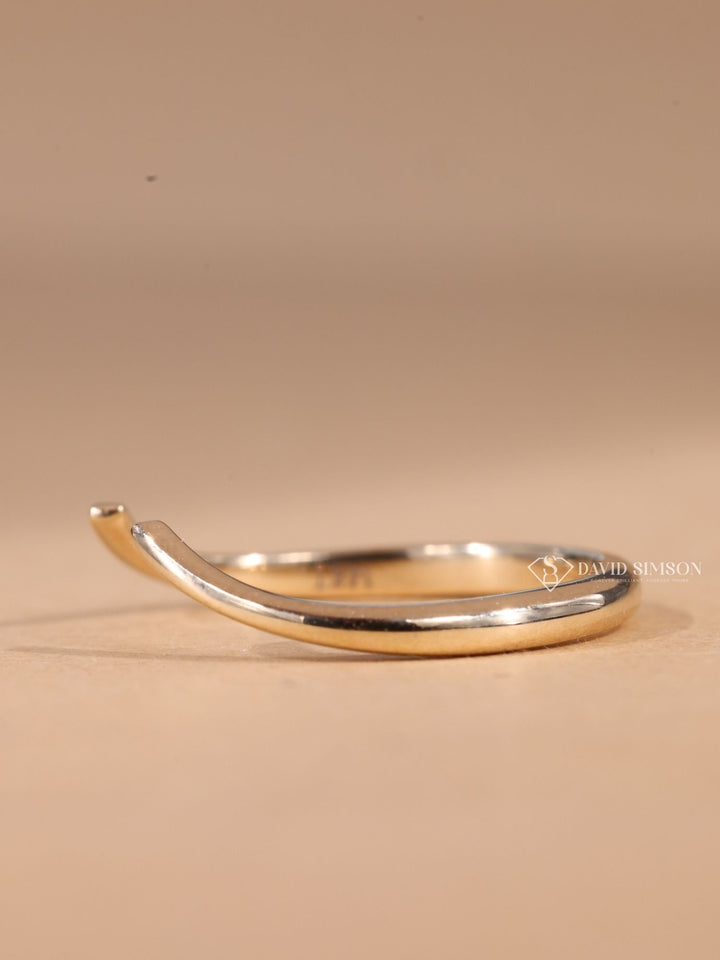 Open Solid 14K-18K Gold Curved Wedding Band