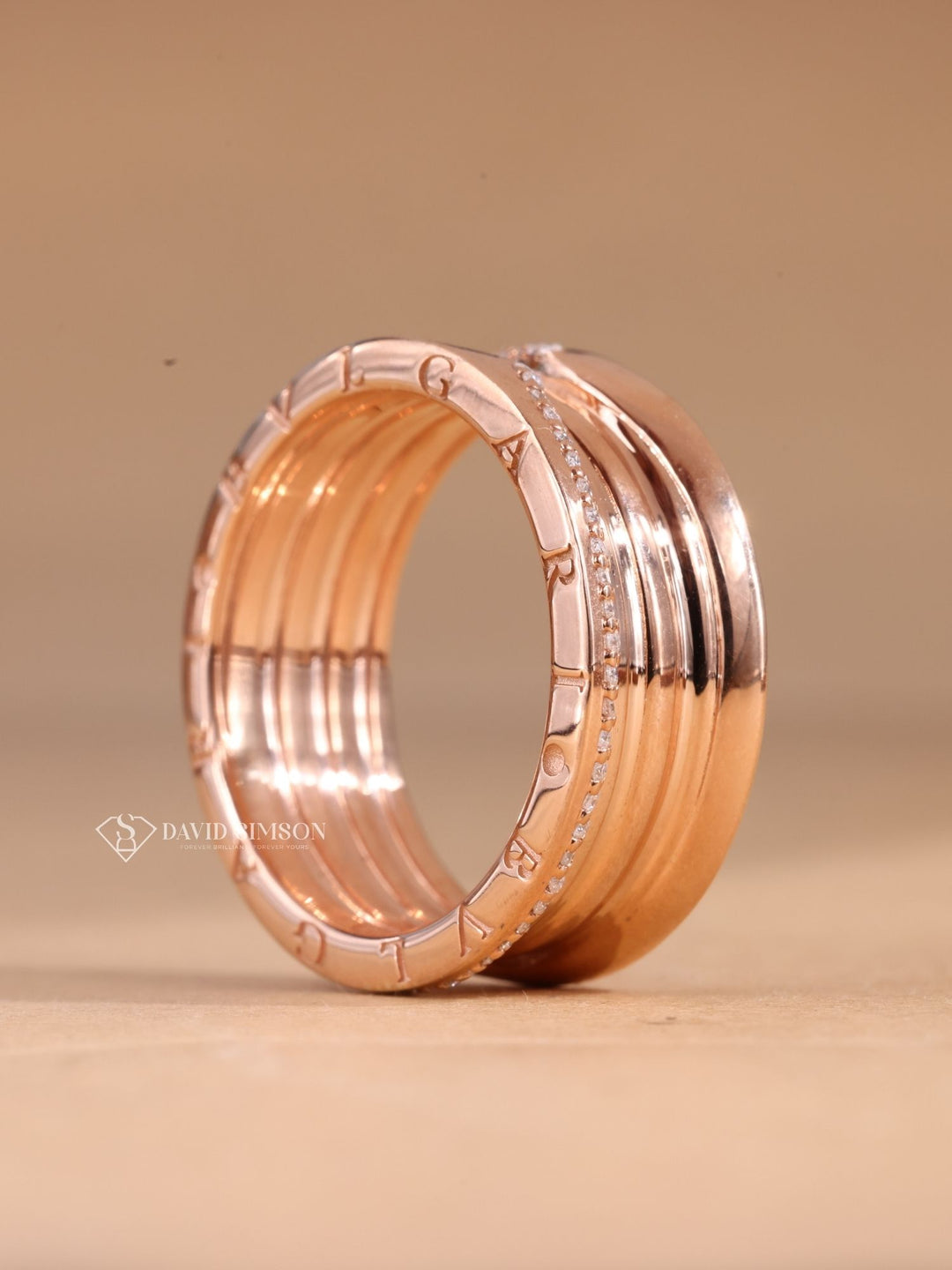 Round Cut Moissanite Diamond Rose Gold Wedding Band