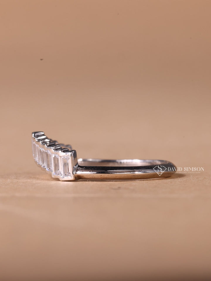 Baguette Cut Moissanite Diamond Unique Curved Wedding Band