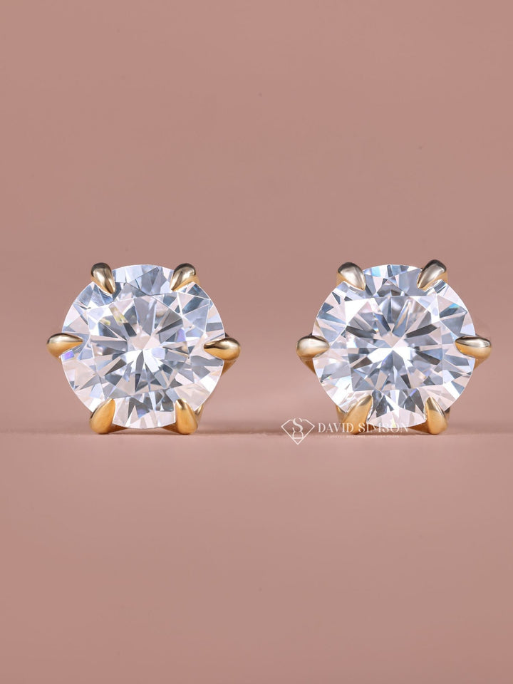 Round Cut Moissanite Diamond Stud Earrings for Her