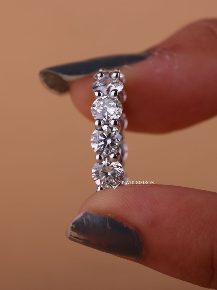 Round Cut Moissanite Diamond Full Eternity Matching Wedding Band